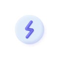 3D Power icon isolated on white background. Lightning glyph icon. Can be used for many purposes.