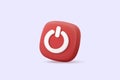 3d power start button icon isolated on white background. web push-button power on and off, correct, tick, problem, fail on