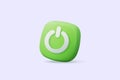 3d power start button icon isolated on white background. web push-button power on and off, correct, tick, problem, fail on