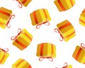 3d Present Box Seamless Pattern Background Plasticine Cartoon Style. Vector Royalty Free Stock Photo