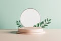 3d presentation pedestal with branch with leafs and background mirror