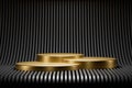 3d presentation pedestal made of gold over black background