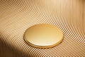 3d presentation pedestal made of gold over wooden background