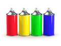 3d Primary color spraypaint cans Royalty Free Stock Photo