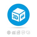 3D Print sign icon. 3d cube Printing symbol.