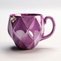 Exquisite Purple Coffee Mug With Low Poly Crisscross Design