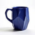 3d Printed Blue Geometry Mug With Cubist Faceting