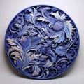 3d Printed Floral Relief With Blue Floral Orb - Panel Composition Mastery