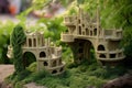 3d printed housing with lush green landscaping around