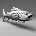 3d Printed Fish Model: Mackerel In Greyscale With Pixar 3d Technology