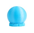 3d printed model of sphere from blue printer filament with technical supporters. Isolated on white. Royalty Free Stock Photo