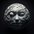3d Printed Moon Face Sculpture: Conceptual Digital Art By Ogwen
