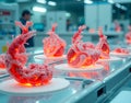 3D-printed organs on sterile table. Futuristic biotech lab where artificial human organs are printed layer by layer