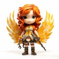 Ultra Detailed Vinyl Toy Of Katniss With Orange Hair And Wings