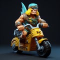 Barbarian Scooter: 3d Printed G.i. Joe Style Toy With Aggressive Digital Illustration