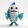 3d Printed Cartoon Fish With Big Eyes - Detailed Character Illustration