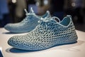 3D Printed Shoe customizable sneakers made of thermoplastic elastomer material. 3D printing revolutionizes the footwear industry.