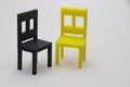 3D Printed small chairs on white background. 3D Printing technology objects