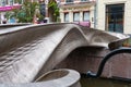 3d printed stainless steel bridge over canal in the red light district of Amsterdam