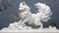 White Marble Fox Figurine With Realistic Details