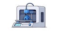 3D printer in action creating a detailed miniature house model Royalty Free Stock Photo