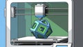 3D Printer in Action Creating Intricate Geometric Object Royalty Free Stock Photo