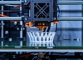 3D printer in action, creating intricate white lattice structure, showcasing advanced. AI Generated Image. Royalty Free Stock Photo
