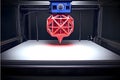3 d printer in action creating red geometric object technology concept Royalty Free Stock Photo