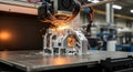A 3D printer is in action, using a metal additive manufacturing Royalty Free Stock Photo