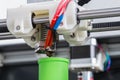 3d printer with bright green filament Royalty Free Stock Photo