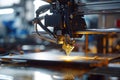 3D printer close-up on a table. Suitable for technology and manufacturing concepts Royalty Free Stock Photo