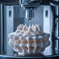 3D printer crafting intricate lattice-like sculpture