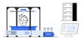 Advanced 3D Printer Creating an Anatomical Heart Model with Data Analysis on a Computer Screen Royalty Free Stock Photo