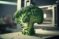 3d printer creates a piece of broccoli, created with Generative AI technology