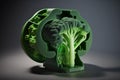 3d printer creates a piece of broccoli, created with Generative AI technology