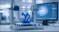 3d printer creating blue dragons Royalty Free Stock Photo