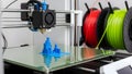 3d printer creating a blue structure Royalty Free Stock Photo