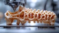 3d printer creating a bone model, symbolizing innovation in biomedical engineering Royalty Free Stock Photo