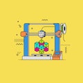 3D Printer Creating a Colorful Geometric Object Royalty Free Stock Photo