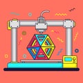 3D Printer Creating a Colorful Geometric Shape Royalty Free Stock Photo