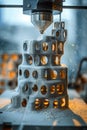 3D printer creating complex architectural model layer by layer. Royalty Free Stock Photo