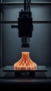 A 3D printer creating a complex plastic part layer by layer