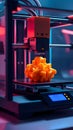 A 3D printer creating a complex plastic part layer by layer