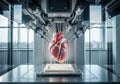 3D printer creating a detailed anatomical heart model with precision, showcasing advanced technology and innovation in medical Royalty Free Stock Photo
