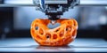 3D Printer Creating Detailed Orange Object