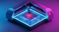 3D printer creating glowing futuristic object in neon lab Royalty Free Stock Photo