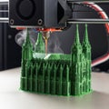 3d printer creating gothic cathedral model Royalty Free Stock Photo