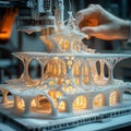3D printer creating an intricate architectural structure Royalty Free Stock Photo