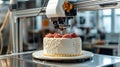 3D Printer Creating Intricate Designs on Cake Decoration Royalty Free Stock Photo