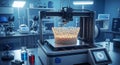 3d printer creating intricate object in laboratory setting with scientific equipment Royalty Free Stock Photo
